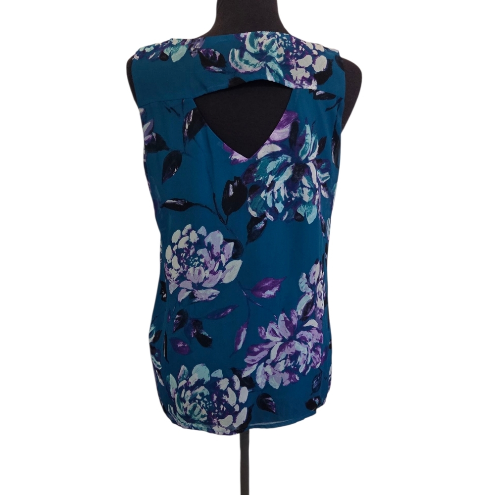 BCBGMaxAzria Floral Tank Top - Teal and Lavender - Picture 4 of 4